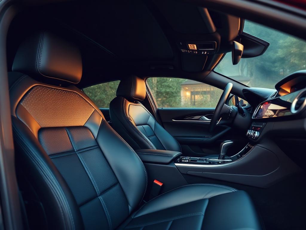 Immaculate detailed black leather car interior